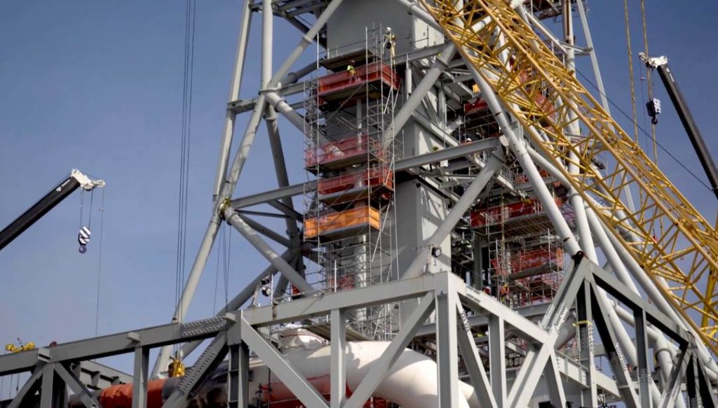 Union Carpenters building Scaffold for Artemis II