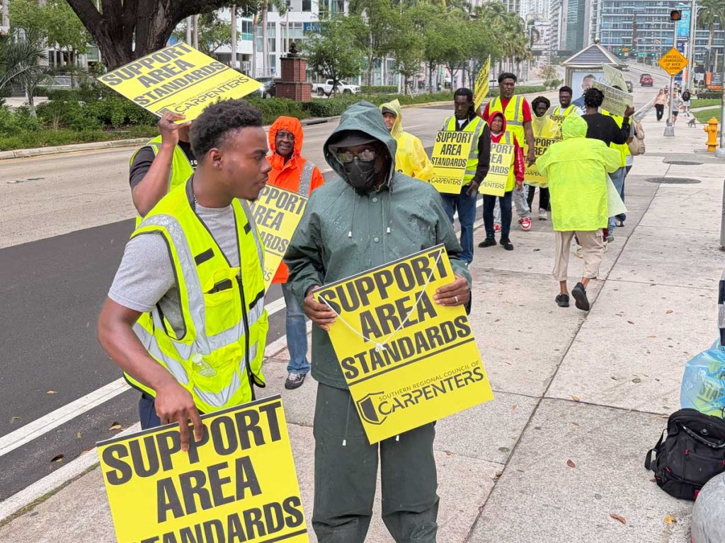 Southern Regional Council of Carpenters Members Demonstrating for Support of Area Standards in Downtown Miami