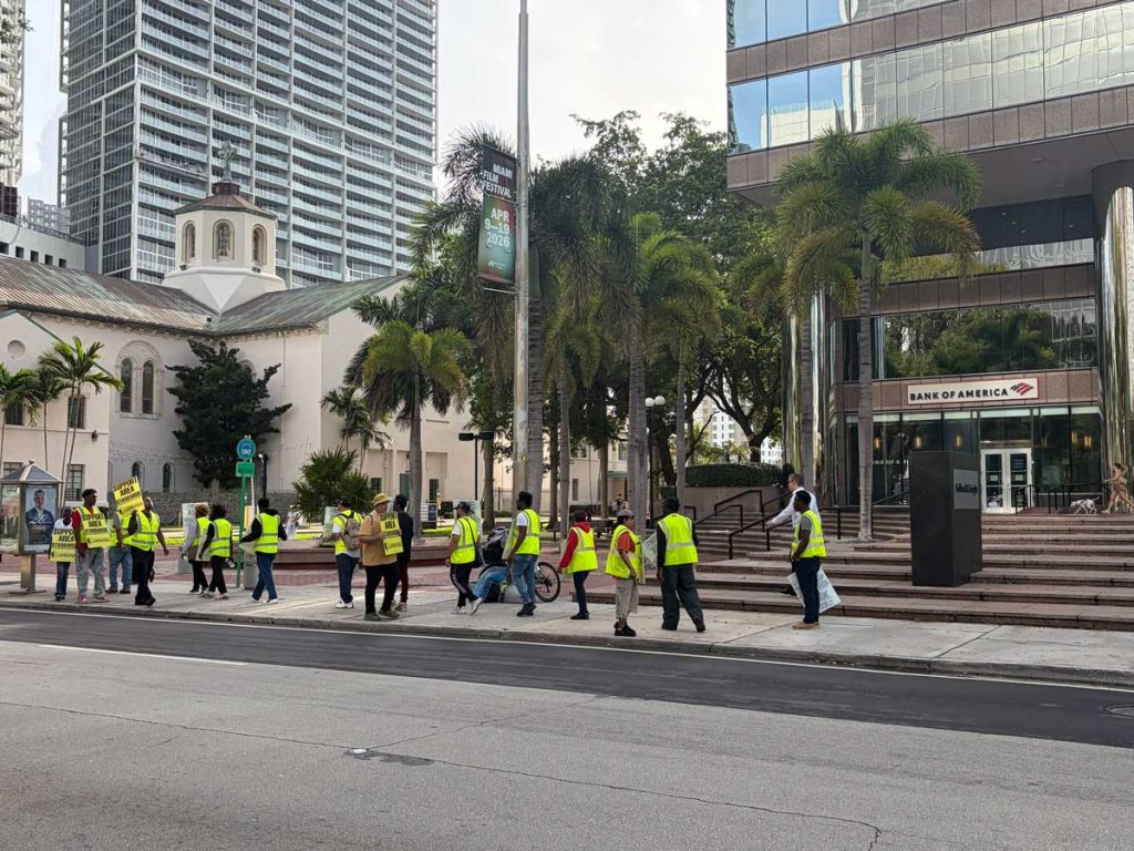 Southern Regional Council of Carpenters Members Demonstrating for Support of Area Standards in Downtown Miami