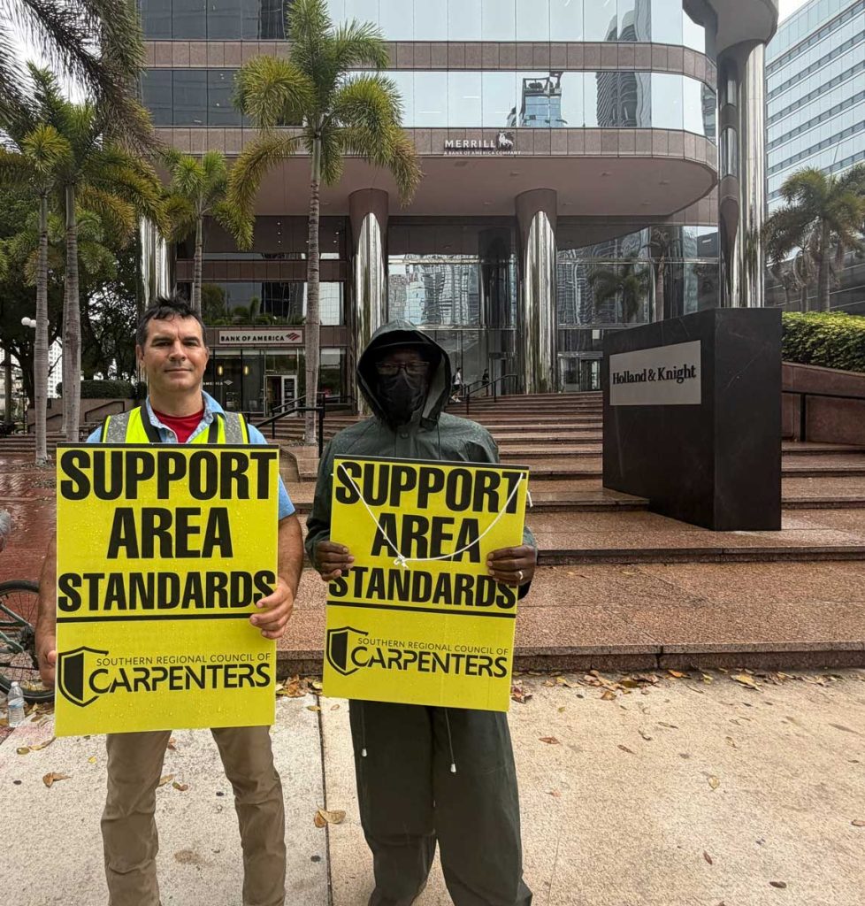 Southern Regional Council of Carpenters Members Demonstrating for Support of Area Standards in Downtown Miami