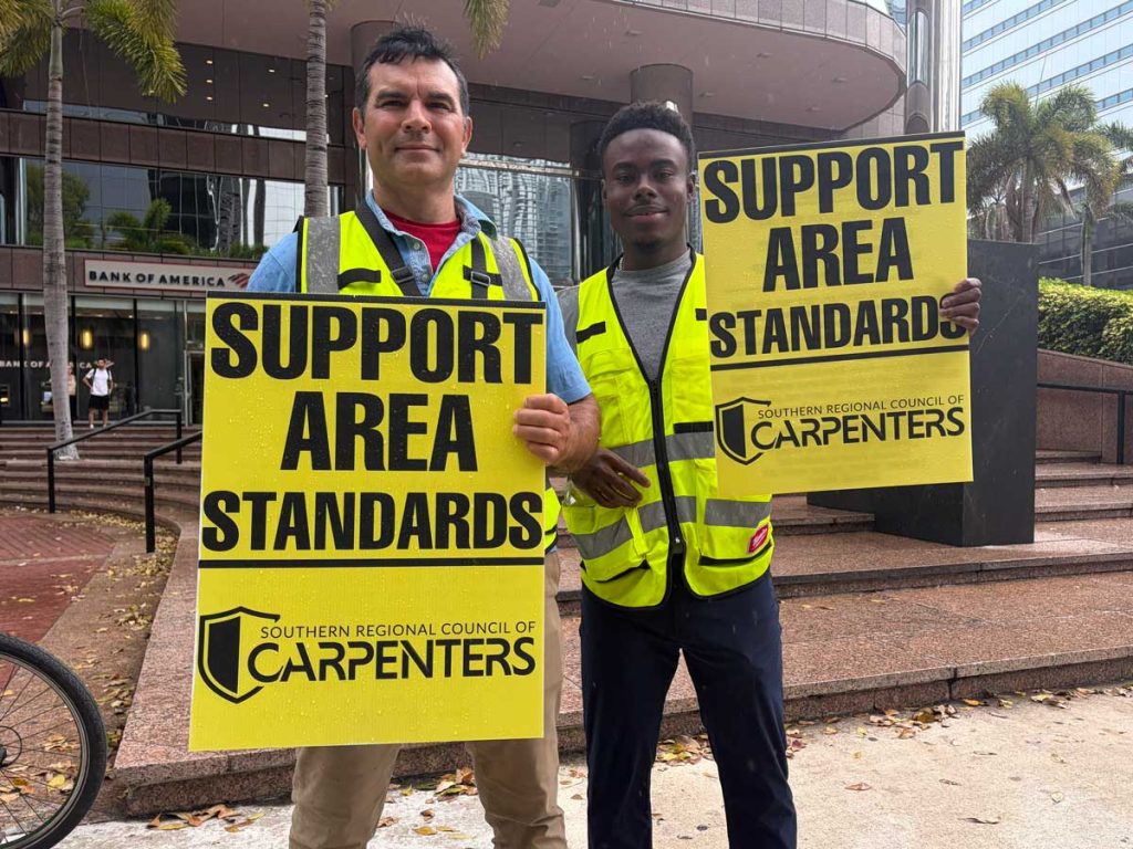 Southern Regional Council of Carpenters Members Demonstrating for Support of Area Standards in Downtown Miami