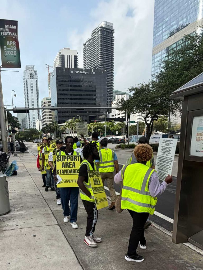 Southern Regional Council of Carpenters Members Demonstrating for Support of Area Standards in Downtown Miami