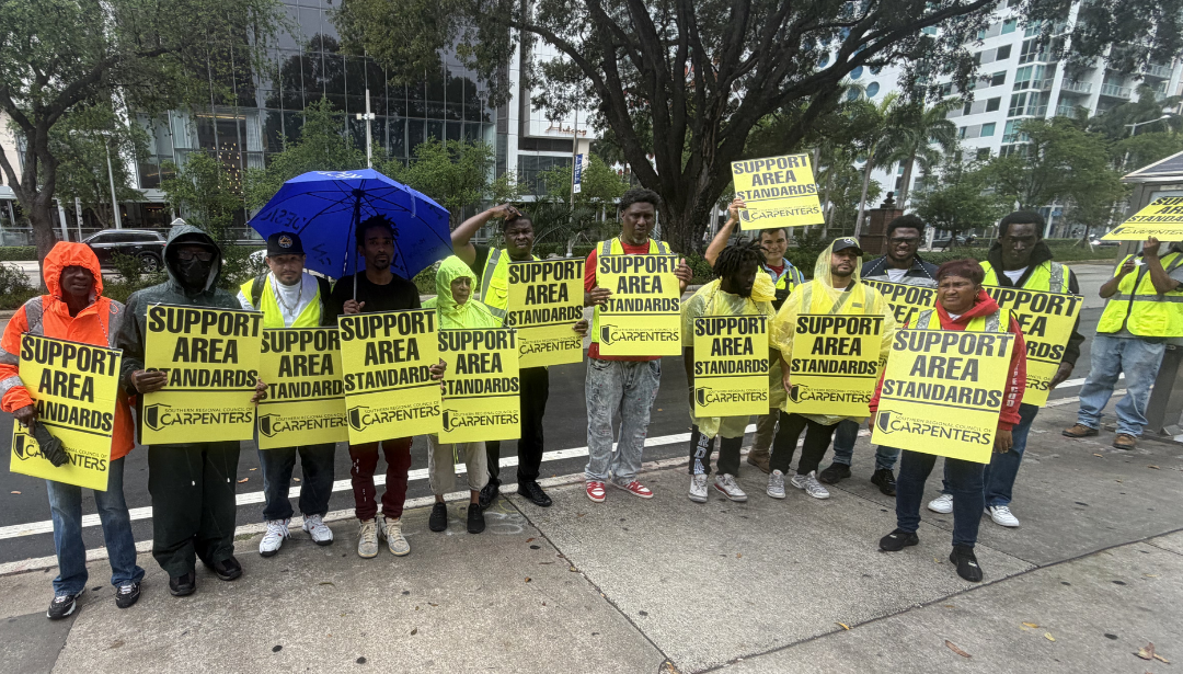 Southern Regional Council of Carpenters Members Demonstrating for Support of Area Standards in Downtown Miami