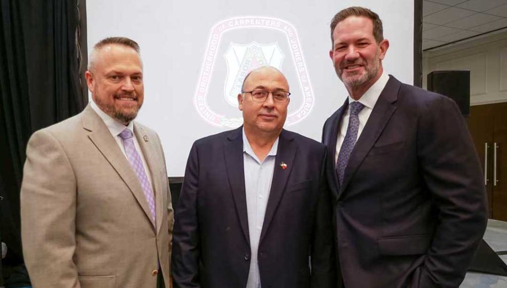 Rigo Davilla Celebrating 25 Years of membership with EST Kavin Griffin and UBC General Secretary-Treasurer Jason Engels