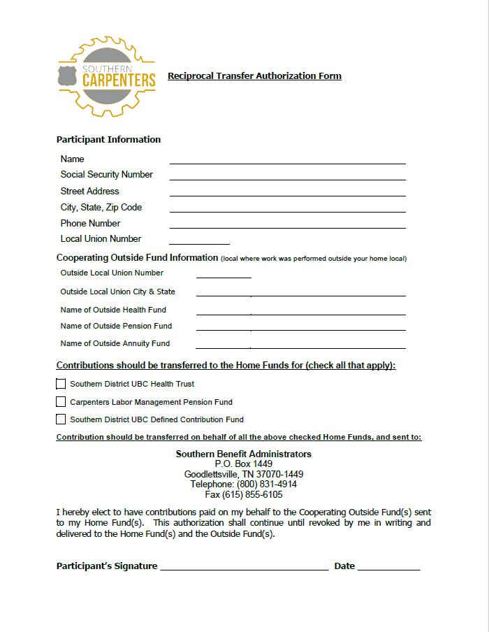 2026 Reciprocal Transfer Authorization Form