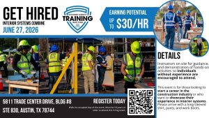 June 27 Austin, Texas Interior Systems Carpentry hiring Combine Event